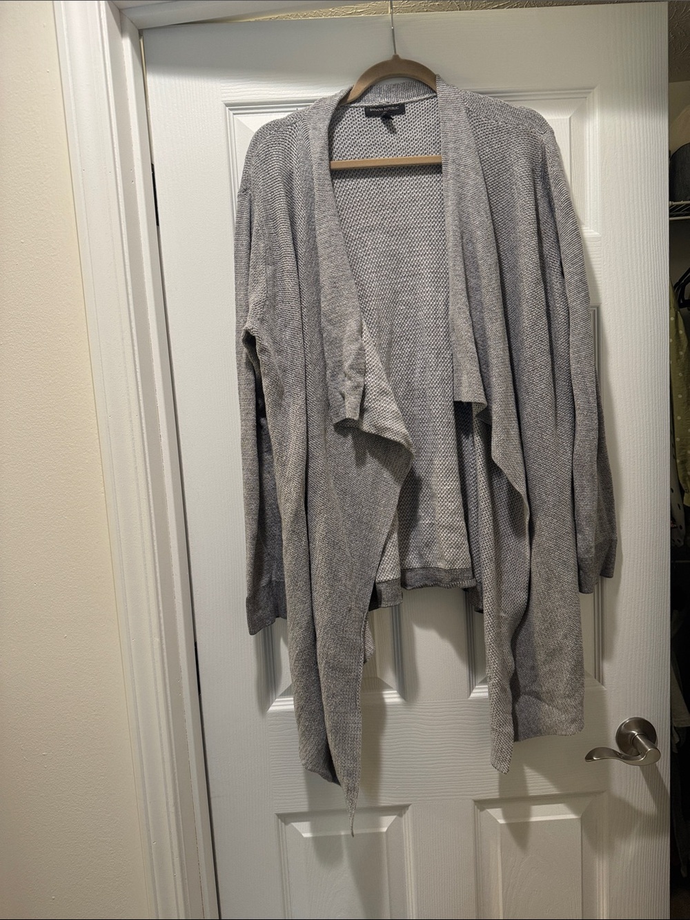 Banana Republic Light Gray Draped Open-Front Cardigan